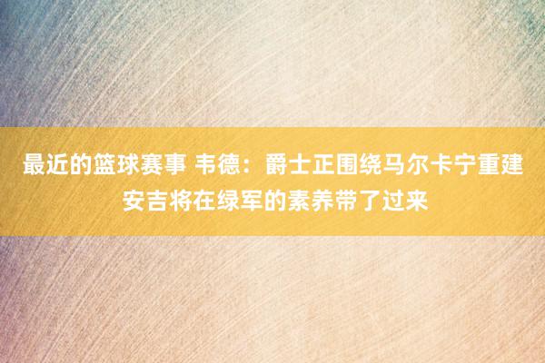 最近的篮球赛事 韦德：爵士正围绕马尔卡宁重建 安吉将在绿军的素养带了过来