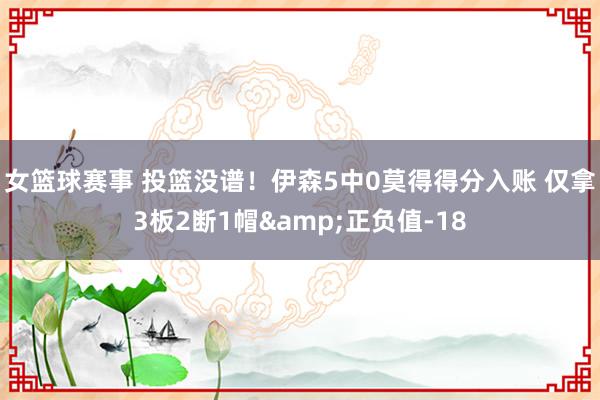 女篮球赛事 投篮没谱！伊森5中0莫得得分入账 仅拿3板2断1帽&正负值-18