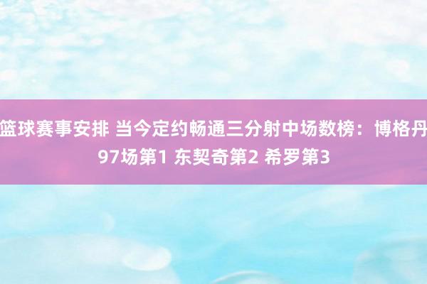 篮球赛事安排 当今定约畅通三分射中场数榜：博格丹97场第1 东契奇第2 希罗第3